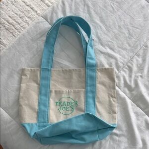 Trader Joe's Blue and Cream Canvas Tote Bag